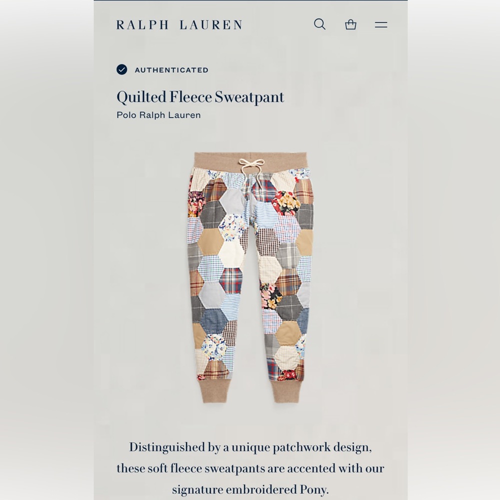 Ralph Lauren Polo Quilted fleece sweatpants size M